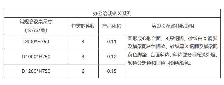 X洽談桌參數(shù)